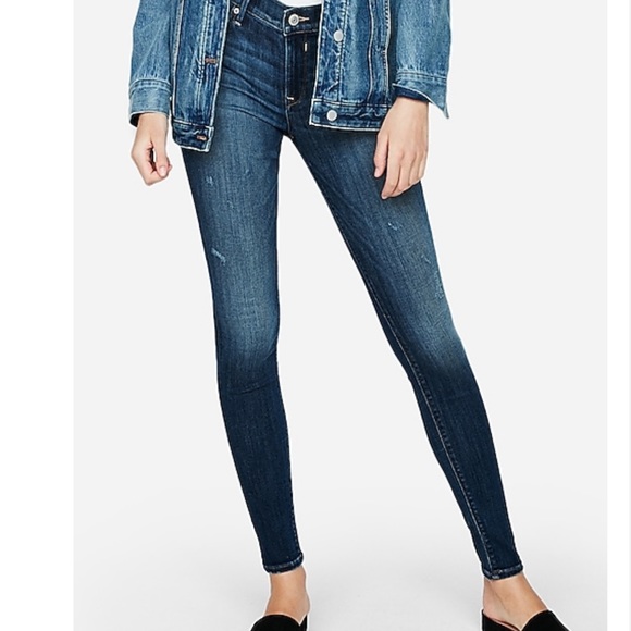 Women’s Mid Rise Express Denim Leggings Skinny Jeans Blue 4R 4 R Flawless EUC
